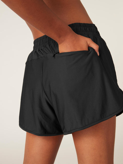 Recycled Active Running Short Moderate-Heavy Black |ModelName: Charlotte 10/S