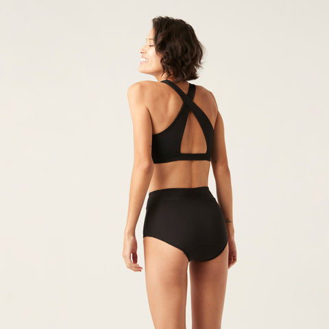 Modibodi Recycled Swimwear Hi-Waist Bikini Black Light-Moderate |ModelName:Bianca 10/S