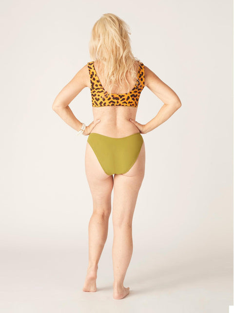 Modibodi Recycled Swimwear Brazilian Brief Earth Green |ModelName: Jane 10/S