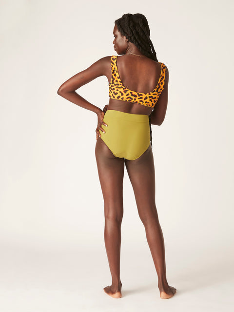 Swimwear Recycled Hi Waist Bikini Brief Light-Moderate Earth Green |ModelName: Abeny 10/S