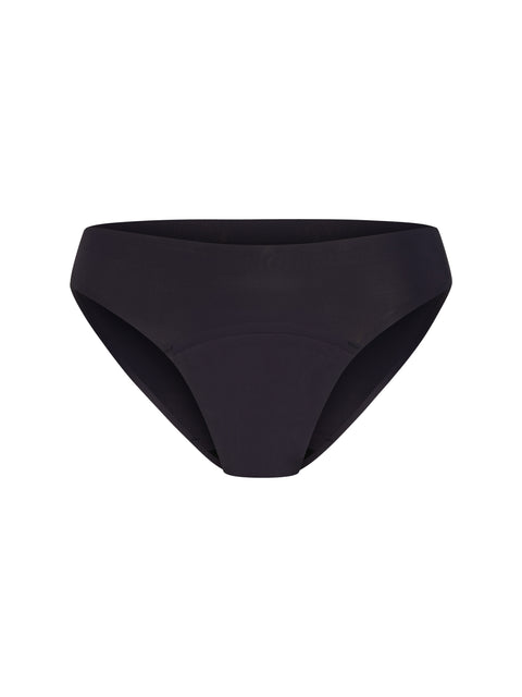 Modibodi Recycled Seamfree Bikini Black Moderate-Heavy |ModelName: Juttima 10/S