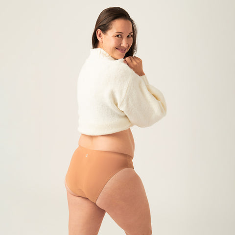 Modibodi Recycled Seamfree Bikini Cinnamon Moderate-Heavy |ModelName:Emily 12/M
