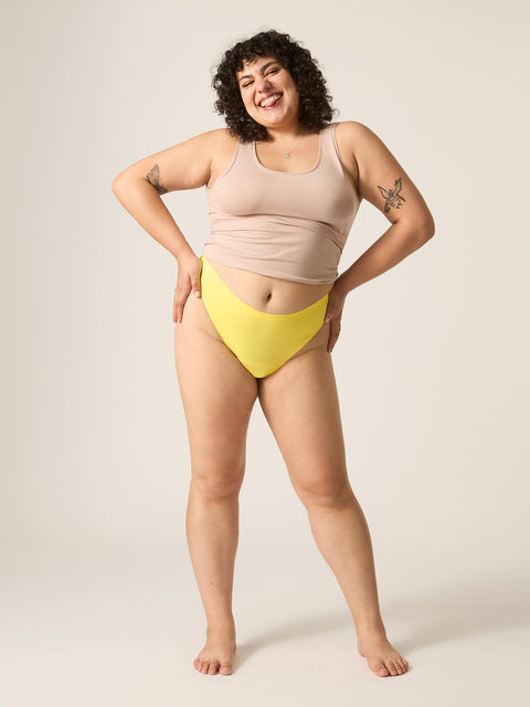 Modibodi Recycled Seamfree Hi-Leg Cheeky Moderate-Heavy Summer Sun Yellow |ModelName:Carolina 18/2XL