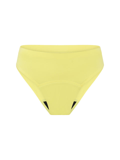 Modibodi Recycled Seamfree Hi-Leg Cheeky Moderate-Heavy Summer Sun Yellow |ModelName:Juttima 10/S