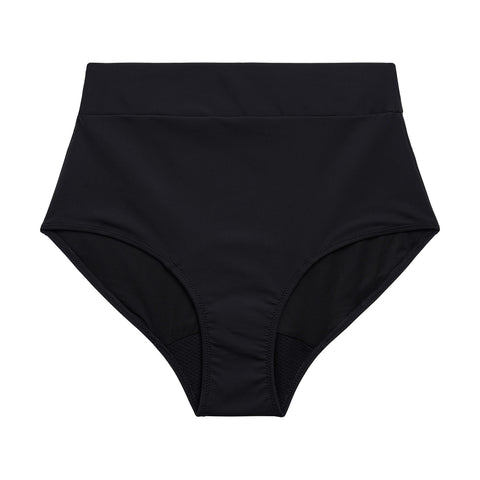 Modibodi Recycled Swimwear Hi-Waist Bikini Black Light-Moderate |ModelName:Bianca 10/S