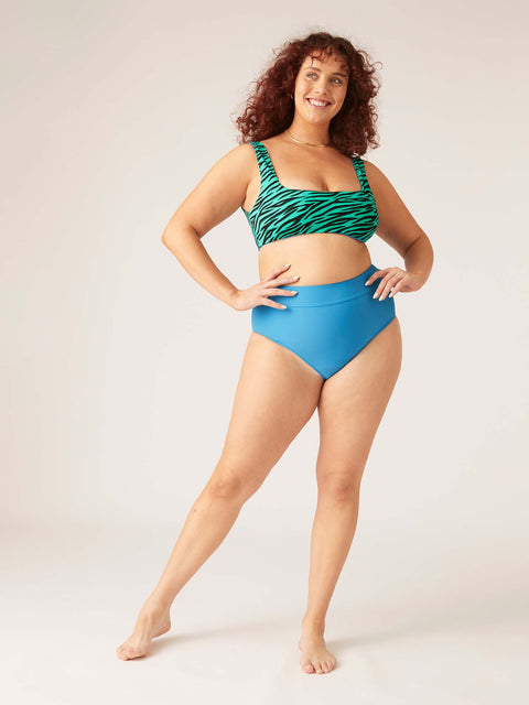 Swimwear Recycled Hi Waist Bikini Brief Light-Moderate Oasis Blue |ModelName: Maddy 16/XL