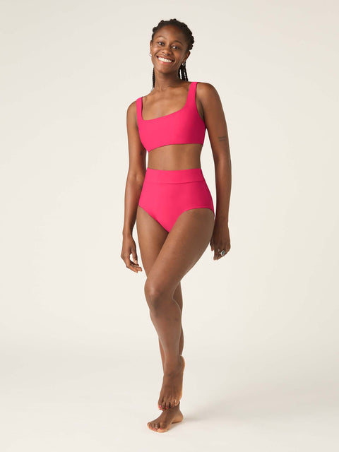 Swimwear Recycled Hi Waist Bikini Brief Light-Moderate Panther Pink |ModelName: Amy 10/S