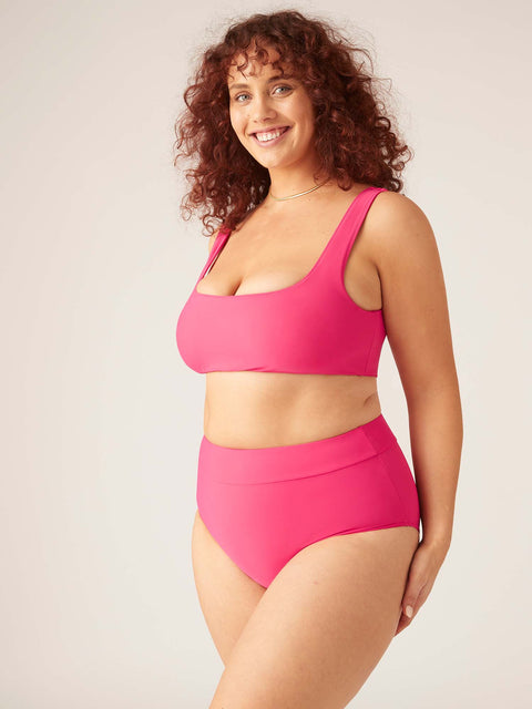 Swimwear Recycled Hi Waist Bikini Brief Light-Moderate Panther Pink |ModelName: Maddy 16/XL