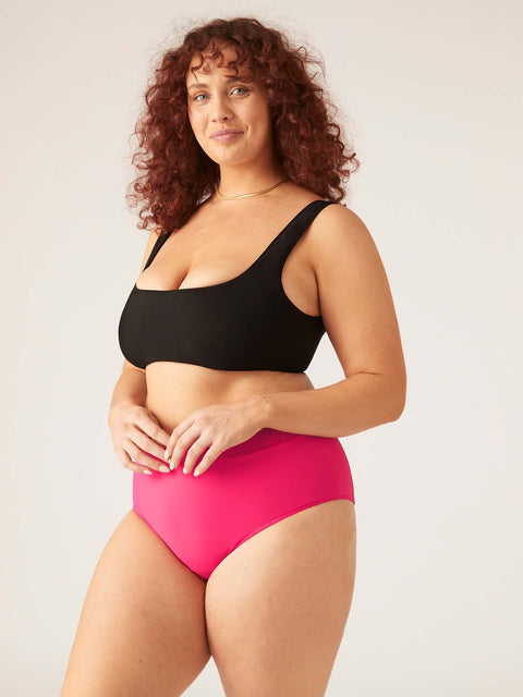 Swimwear Recycled Hi Waist Bikini Brief Light-Moderate Panther Pink |ModelName: Maddy 16/XL