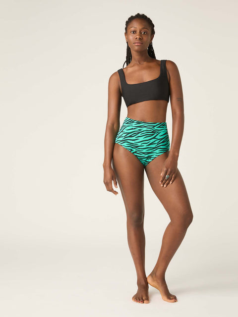 Swimwear Recycled Hi Waist Bikini Brief Light-Moderate Party Animal Green |ModelName: Amy 10/S