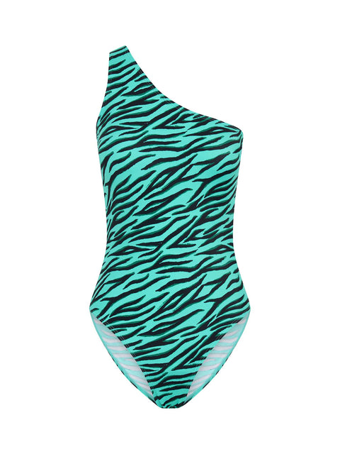 Modibodi Recycled Swimwear One Shoulder One Piece Party Animal Light-Moderate |ModelName:Maddy 16/XL