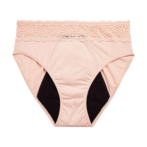 Modibodi Sensual Hi-Waist Bikini Beige Maxi-24hrs |ModelName:Bianca 10/S