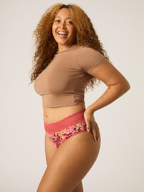Sensual Hi Waist Bikini Heavy-Overnight Abstract Pink |ModelName: Bailey 16/XL