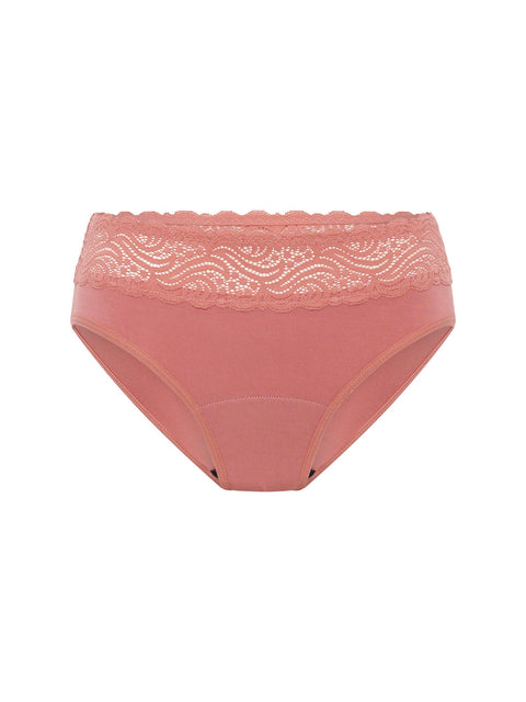 Modibodi Sensual Hi-Waist Bikini Light-Moderate Art Deco Pink| ModelName: Bailey 16/XL