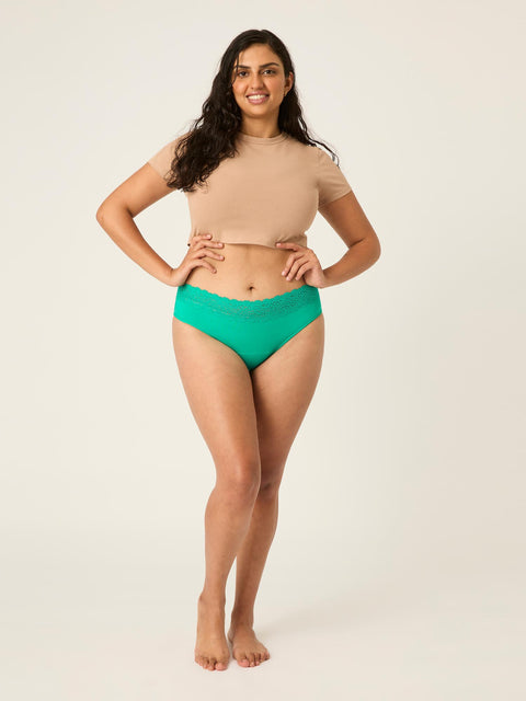 Sensual Hi-Waist Bikini Moderate-Heavy Jade |ModelName: Mays 16/XL