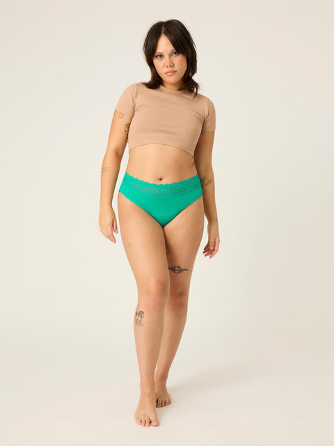 Sensual Hi-Waist Bikini Moderate-Heavy Jade |ModelName: Calmell 12/M