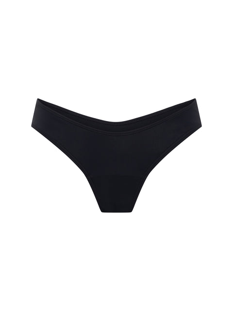 Modibodi Recycled Swimwear Brazilian Brief Black|ModelName: Crystal 8/XS