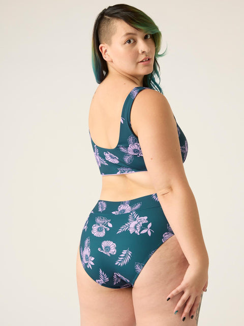 Modibodi Swimwear Hi-Waist Bikini Midnight Tropic Print Light-Moderate |ModelName: Gabby 16/XL