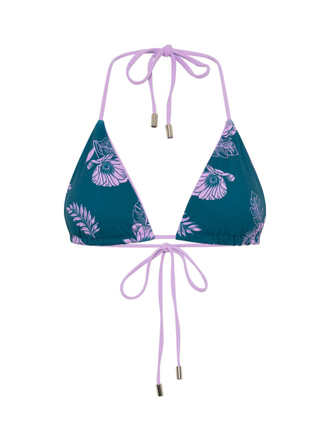 Reversible Swimwear Triangle Top Midnight Tropic Print / Lavender |ModelName: Crystal 8/XS