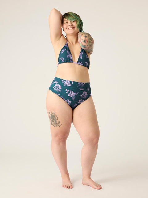 Reversible Swimwear Triangle Top Midnight Tropic Print / Lavender |ModelName: Gabby 16/XL