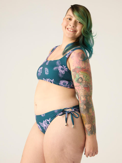 Modibodi Swimwear Tie Side Bikini Brief Midnight Tropic Print |ModelName: Gabby 16/XL