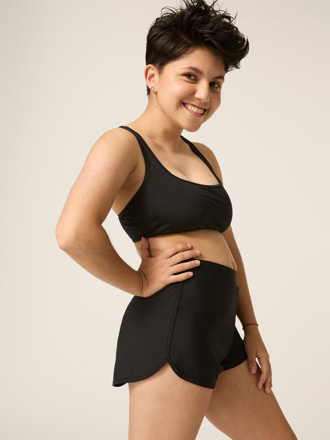 Teen Recycled Swimwear Cross Back Crop Black |ModelName: Maria Youth 14-16