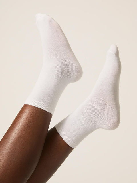 Modibodi Teen Organic Cotton Crew Sock 2 Pack White|ModelName:Socks 